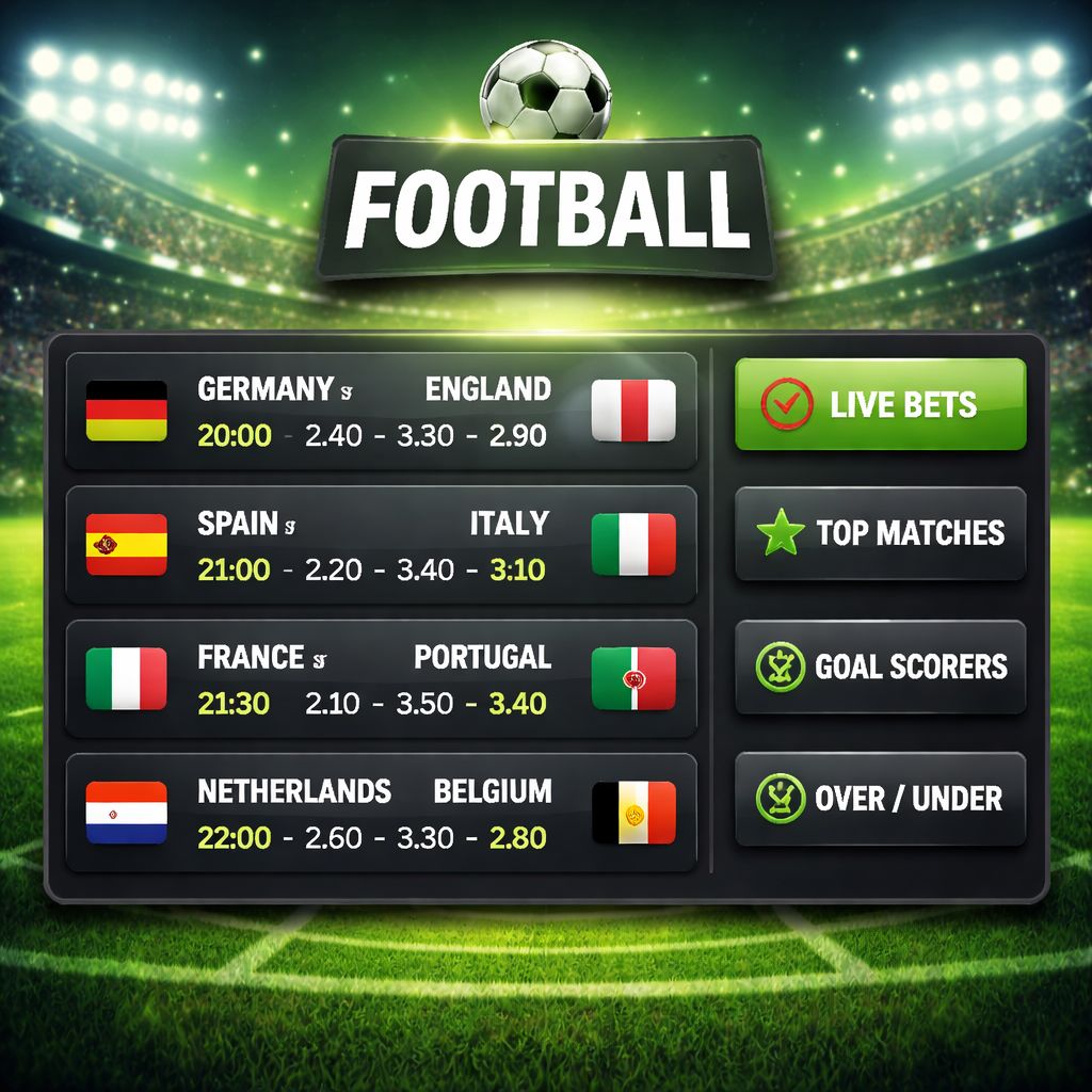 Vista de apuestas de fútbol VICTORIA777 con múltiples opciones de eventos