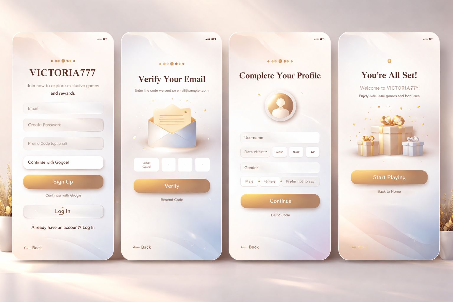 Registro de nuevo usuario y configuración de cuenta VICTORIA777