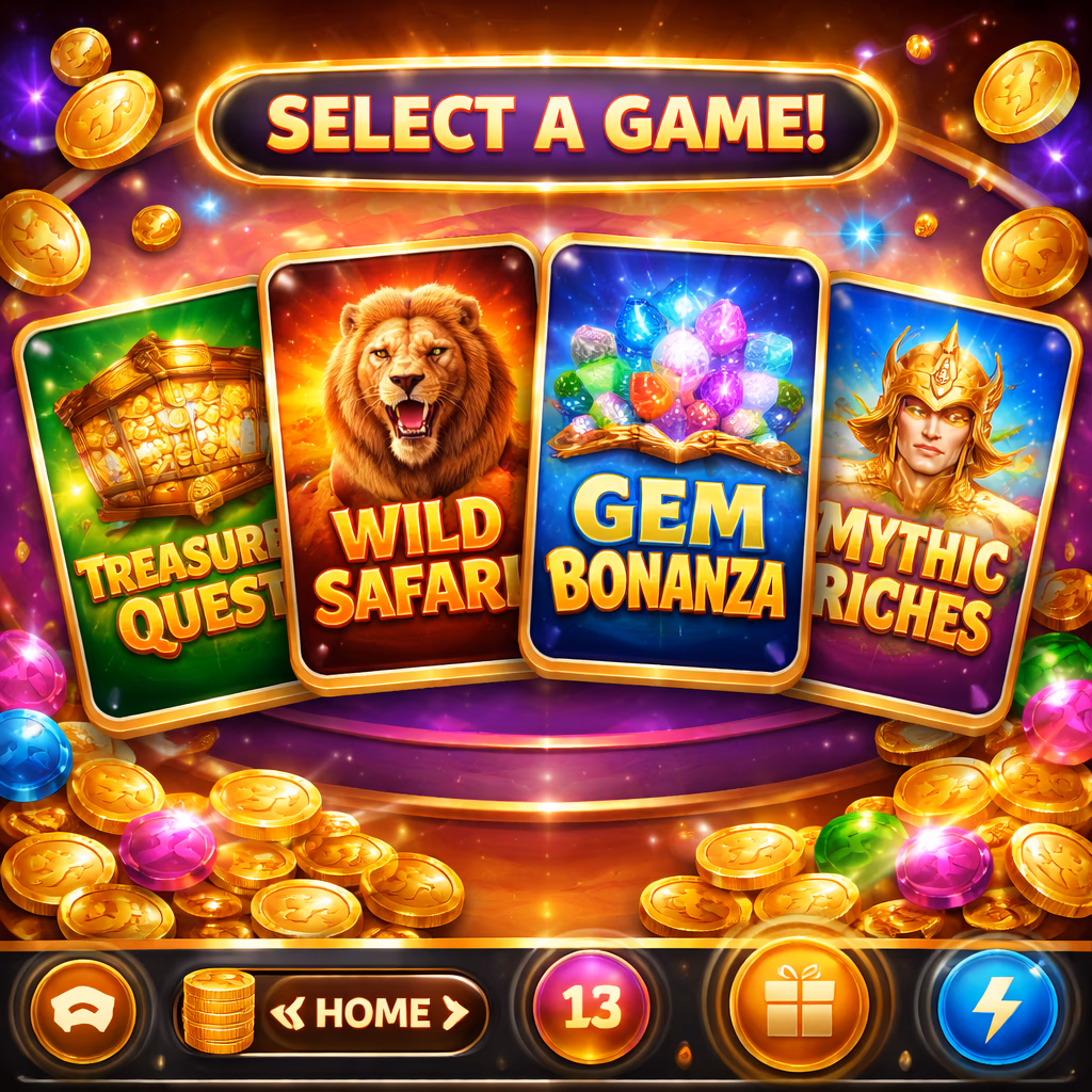 Selección de juegos de tragamonedas VICTORIA777 con íconos coloridos y visuales estilo jackpot